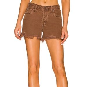 Makai Cut Off Denim Jean Shorts Washed Chocolate Brown Free People 25